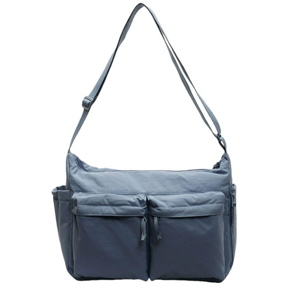 1446 Nylon Large Crossbody Messenger Bag Slouchy Multi-Pocket Shoulder Tote